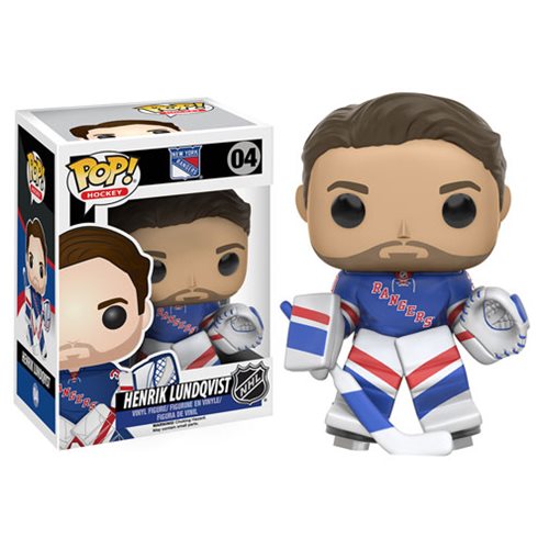 Hit the ice with your favorite teammate! Henrik Lundqvist is wearing his blue New York Rangers jersey. The NHL Henrik Lundqvist Pop! Vinyl Figure measures approximately 3 3/4-inches tall and comes packaged in a window display box. Ages 3 and up.